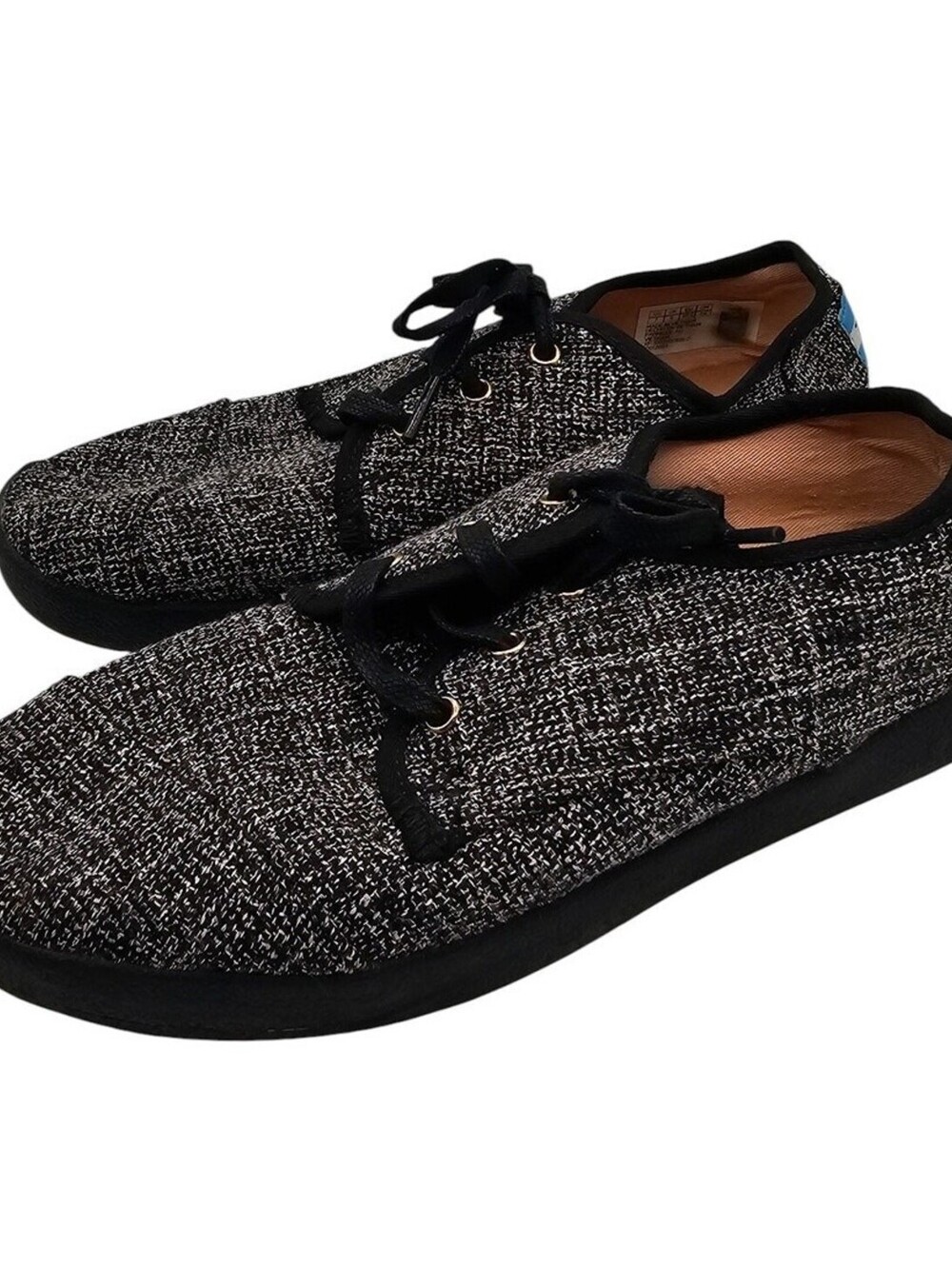TOMS Women's Paseo two-tone woven black/white sneakers Womens Sz 7